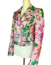 Load image into Gallery viewer, DOLCE & GABBANA PINK FLORAL BROCADE METALLIC BIKER JACKET NEW