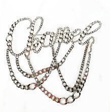 Load image into Gallery viewer, CHANEL MASSIVE SIGNATURE SCRIPT CHAIN RUNWAY SILVER BROOCH 2006 Spring