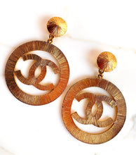 Load image into Gallery viewer, CHANEL MASSIVE ICONIC SUN BURST LOGO HOOP EARRINGS 1992