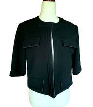 Load image into Gallery viewer, CHANEL BLACK RUNWAY JACKET WITH METALLIC SILVER TWEED LINING 2012