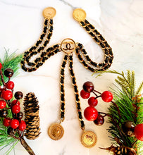 Load image into Gallery viewer, CHANEL ICONIC CHATELAINE LOGO LEATHER CHAIN BROOCH BELT NECKLACE