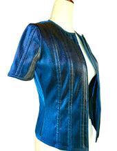 Load image into Gallery viewer, CHANEL METALLIC SAPPHIRE BLUE JACKET NEW 2014 FALL SIZE 38