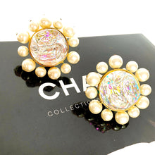 Load image into Gallery viewer, CHANEL MASSIVE HOLOGRAPHIC MOLTEN GRIPOIX GLASS PEARL EARRINGS 1992