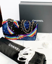 Load image into Gallery viewer, CHANEL 2021 K SEQUIN RAINBOW FLAP BAG PRISTINE