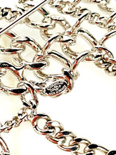 Load image into Gallery viewer, CHANEL MASSIVE SIGNATURE SCRIPT CHAIN RUNWAY SILVER BROOCH 2006 Spring