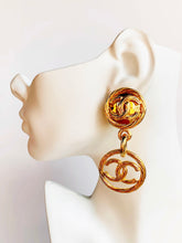 Load image into Gallery viewer, CHANEL MASSIVE DOUBLE LOGO ROPE HOOP EARRINGS 1993