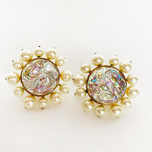 Load image into Gallery viewer, CHANEL MASSIVE HOLOGRAPHIC MOLTEN GRIPOIX GLASS PEARL EARRINGS 1992