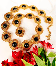 Load image into Gallery viewer, CHANEL BLACK GRIPOIX GLASS ORNATE ARABESQUE JEWELED BELT NECKLACE