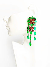Load image into Gallery viewer, RARE CHANEL FLORAL GRIPOIX CHANDELIER EARRINGS 1993