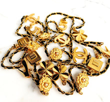 Load image into Gallery viewer, CHANEL EXTRA LONG LEATHER LACED 18 LUCKY CHARMS NECKLACE 1995