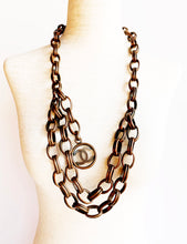 Load image into Gallery viewer, CHANEL RARE BRONZE LINK CC LOGO CHAIN LAYERED BELT NECKLACE 1991