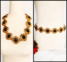 Load image into Gallery viewer, CHANEL BLACK GRIPOIX GLASS ORNATE ARABESQUE JEWELED BELT NECKLACE