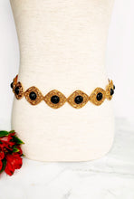 Load image into Gallery viewer, CHANEL BLACK GRIPOIX GLASS ORNATE ARABESQUE JEWELED BELT NECKLACE
