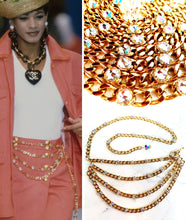Load image into Gallery viewer, CHANEL ICONIC 4 LAYER HOLOGRAPHIC CRYSTAL CHAIN BELT NECKLACE 1992