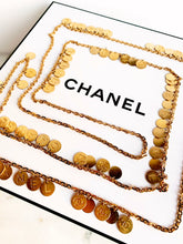 Load image into Gallery viewer, CHANEL PAILLETTES LETTERS LOGO COIN MEDALLION NECKLACE 1993