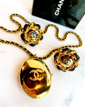 Load image into Gallery viewer, CHANEL ICONIC GILT CC LEATHER LACED JUMBO RUNWAY EARRINGS 1993