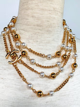 Load image into Gallery viewer, CHANEL UNIQUE TURNLOCK SET OF 2 SAUTOIR NECKLACES WITH PEARLS AND LOGOS