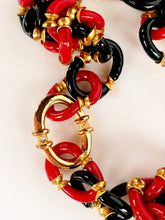Load image into Gallery viewer, ARCHIMEDE SEGUSO FOR CHANEL COUTURE RED AND BLACK GLASS CLUSTER LINK NECKLACE 1960s