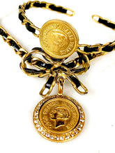 Load image into Gallery viewer, CHANEL 1995 BARBIE CRYSTAL COCO MEDALLION PATENT LEATHER CHOKER  NECKLACE BRACELET SET