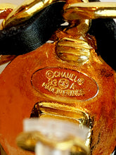Load image into Gallery viewer, CHANEL ICONIC GILT CC LEATHER LACED JUMBO RUNWAY EARRINGS 1993