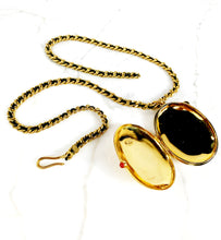 Load image into Gallery viewer, CHANEL RARE JUMBO LOCKET WITH LEATHER GILT CHAIN NECKLACE 1994