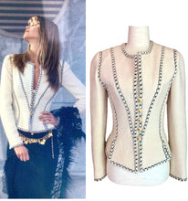 Load image into Gallery viewer, CHANEL ICONIC SUPERMODEL RUNWAY IVORY JACKET 1993 - 1994 AUTUMN WINTER CLAUDIA SCHIFFER