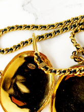 Load image into Gallery viewer, CHANEL RARE JUMBO LOCKET WITH LEATHER GILT CHAIN NECKLACE 1994