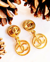 Load image into Gallery viewer, CHANEL MASSIVE DOUBLE LOGO ROPE HOOP EARRINGS 1993