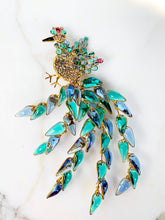 Load image into Gallery viewer, EXTRAORDINARY AND RARE CHANEL GRIPOIX PEACOCK PENDANT BROOCH