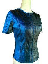 Load image into Gallery viewer, CHANEL METALLIC SAPPHIRE BLUE JACKET NEW 2014 FALL SIZE 38