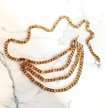 Load image into Gallery viewer, CHANEL ICONIC 4 LAYER HOLOGRAPHIC CRYSTAL CHAIN BELT NECKLACE 1992