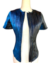 Load image into Gallery viewer, CHANEL METALLIC SAPPHIRE BLUE JACKET NEW 2014 FALL SIZE 38