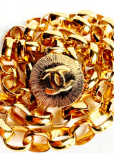 Load image into Gallery viewer, CHANEL MASSIVE LINK 1980s GOLDEN SUN LOGO CC MEDALLION CHAIN BELT NECKLACE