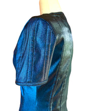 Load image into Gallery viewer, CHANEL METALLIC SAPPHIRE BLUE JACKET NEW 2014 FALL SIZE 38
