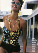 Load image into Gallery viewer, CHANEL MASSIVE ICONIC SUN BURST LOGO HOOP EARRINGS 1992