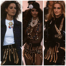 Load image into Gallery viewer, CHANEL ICONIC 1991 CHAIN FRINGE LEATHER SKIRT BELT FASHION HISTORY