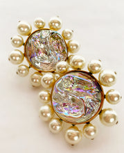 Load image into Gallery viewer, CHANEL MASSIVE HOLOGRAPHIC MOLTEN GRIPOIX GLASS PEARL EARRINGS 1992
