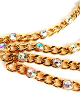 Load image into Gallery viewer, CHANEL ICONIC 4 LAYER HOLOGRAPHIC CRYSTAL CHAIN BELT NECKLACE 1992