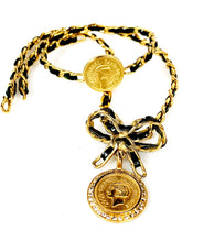 Load image into Gallery viewer, CHANEL 1995 BARBIE CRYSTAL COCO MEDALLION PATENT LEATHER CHOKER  NECKLACE BRACELET SET