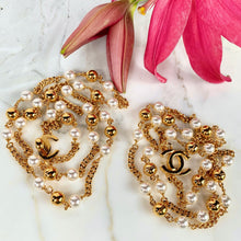 Load image into Gallery viewer, CHANEL UNIQUE TURNLOCK SET OF 2 SAUTOIR NECKLACES WITH PEARLS AND LOGOS