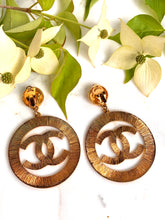 Load image into Gallery viewer, CHANEL MASSIVE ICONIC SUN BURST LOGO CELEBRITY HOOP EARRINGS 1992