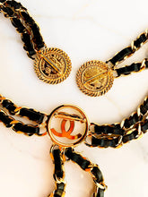 Load image into Gallery viewer, CHANEL ICONIC CHATELAINE LOGO LEATHER CHAIN BROOCH BELT NECKLACE
