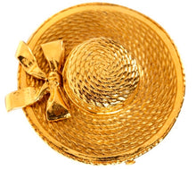 Load image into Gallery viewer, CHANEL CHAPEAU VINTAGE STRAW HAT WITH BOW BROOCH