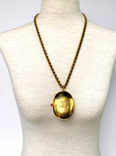 Load image into Gallery viewer, CHANEL RARE JUMBO LOCKET WITH LEATHER GILT CHAIN NECKLACE 1994