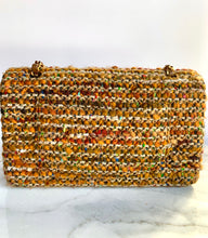 Load image into Gallery viewer, EXTRAORDINARY CHANEL DRAPED CHAIN DOUBLE FLAP LESAGE TWEED CAMELLIA BAG