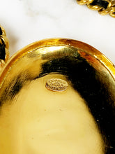 Load image into Gallery viewer, CHANEL RARE JUMBO LOCKET WITH LEATHER GILT CHAIN NECKLACE 1994