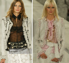 Load image into Gallery viewer, CHANEL PINK GRAY “POODLE” LESAGE FANTASY TWEED 2004 JACKET SKIRT SET