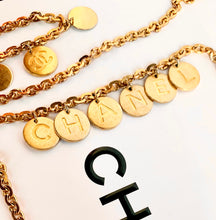 Load image into Gallery viewer, CHANEL PAILLETTES LETTERS LOGO COIN MEDALLION NECKLACE 1993