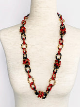 Load image into Gallery viewer, ARCHIMEDE SEGUSO FOR CHANEL COUTURE RED AND BLACK GLASS CLUSTER LINK NECKLACE 1960s
