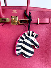 Load image into Gallery viewer, HERMÈS MILO LEATHER GEE GEE SAVANNAH BAG CHARM CRAIE NOIR ROSE MEXICO